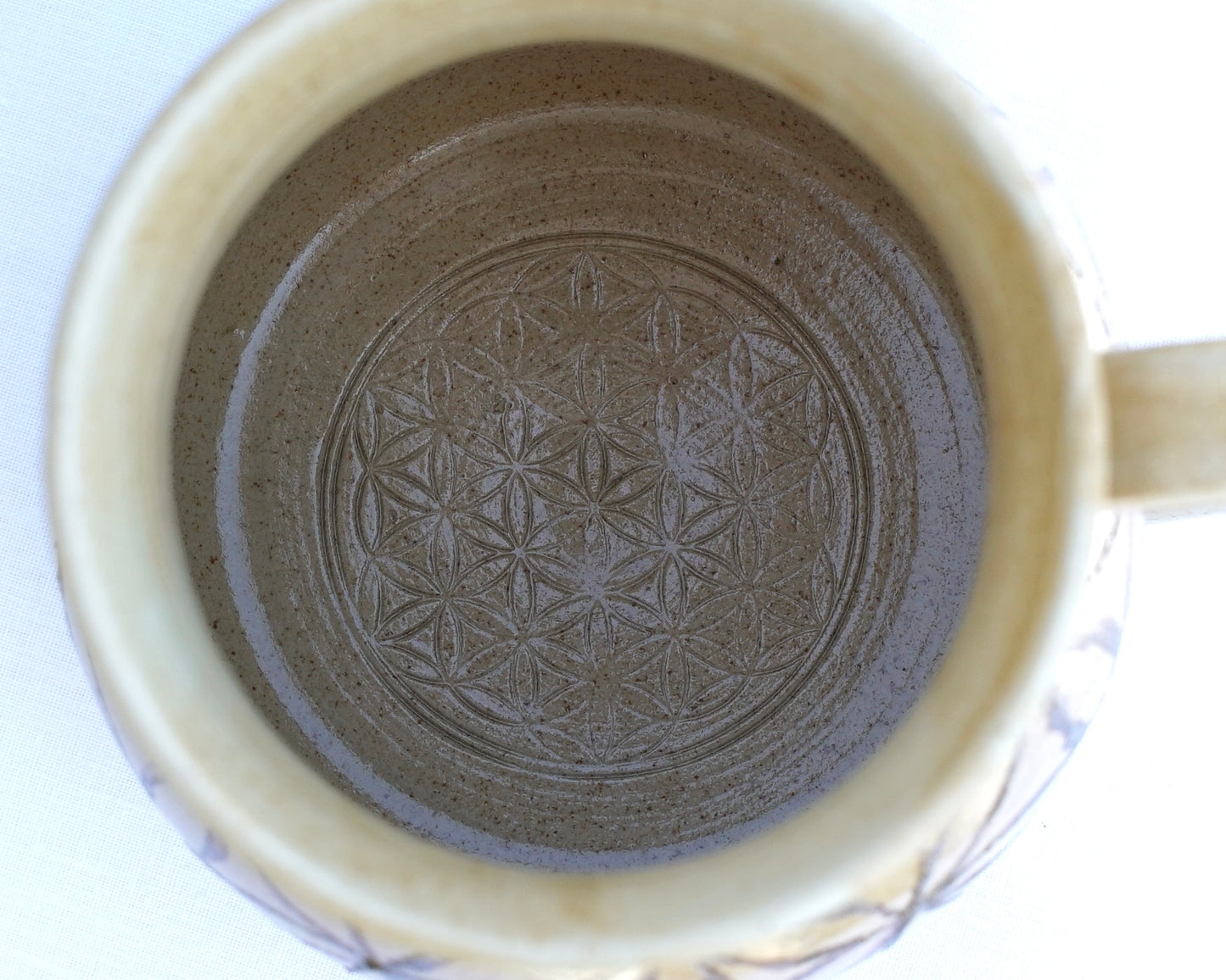 Flower of life cup made from healing clay
