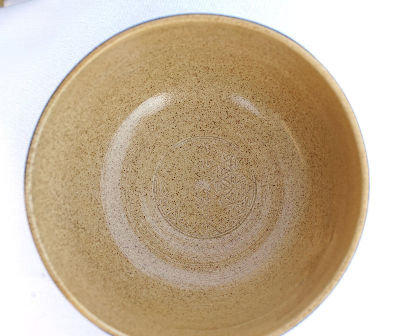 Müslischale XL-blau mit Blume des Lebens Echtgold