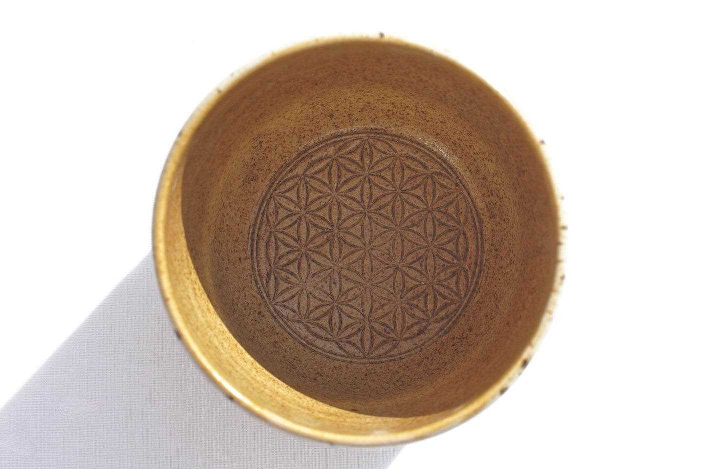 Cocoa ceremony mug with flower of life 24 carat gold
