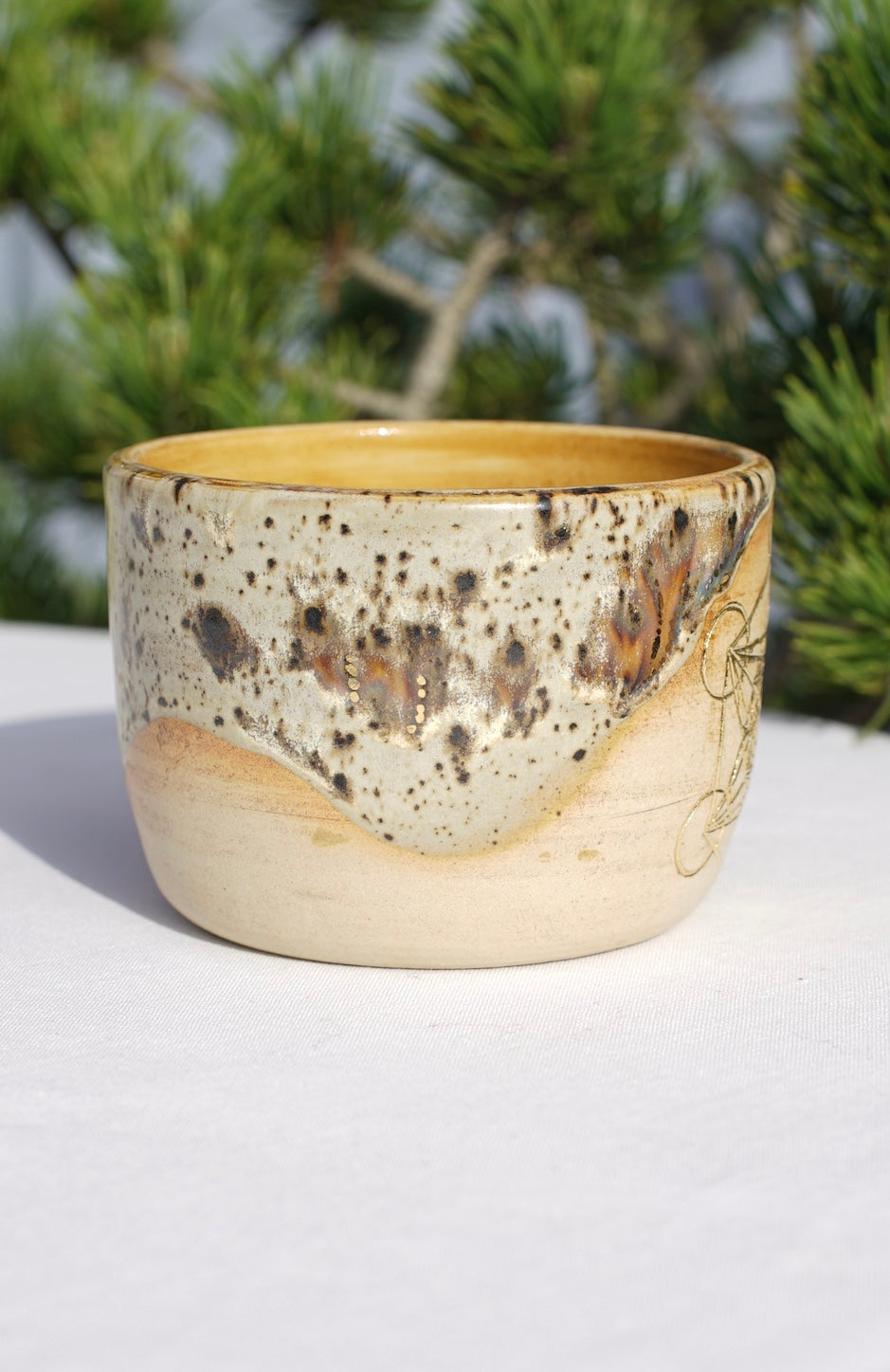 Becher Kakaozeremonie mit Metatrons Würfel 24 Karat Gold (2)