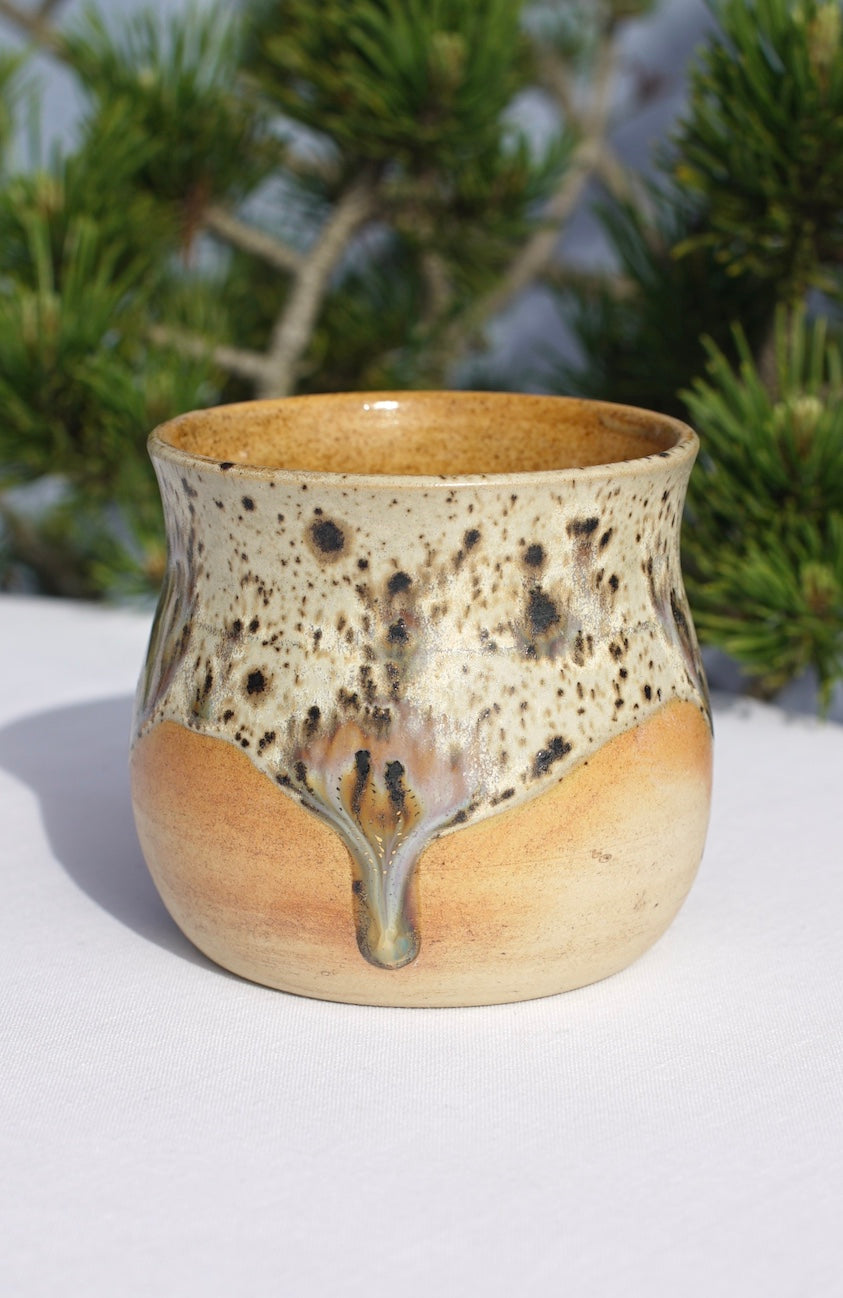 Set für Kakaozeremonie - 6 Becher aus Agnihotra-Keramik mit 24 Karat Gold