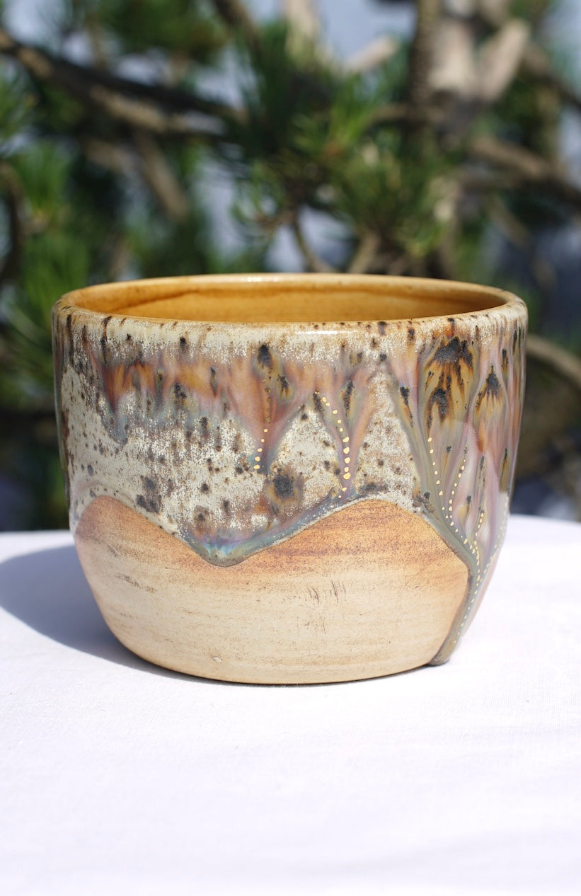 Becher Kakaozeremonie mit Sri Yantra 24 Karat Gold