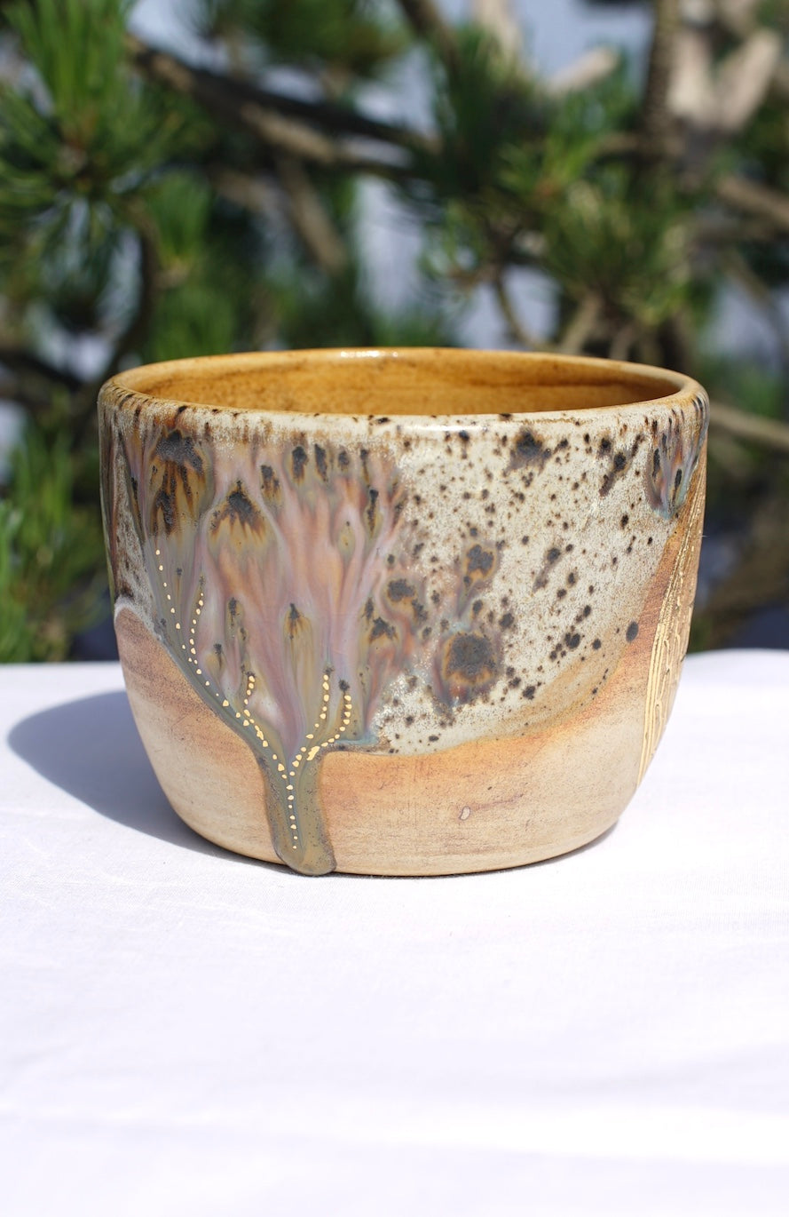 Becher Kakaozeremonie mit Sri Yantra 24 Karat Gold