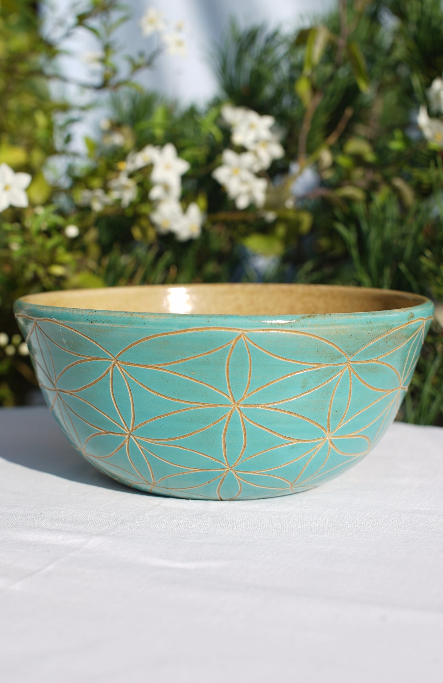 Bol à céréales -Jade avec Fleur de vie et Lotus