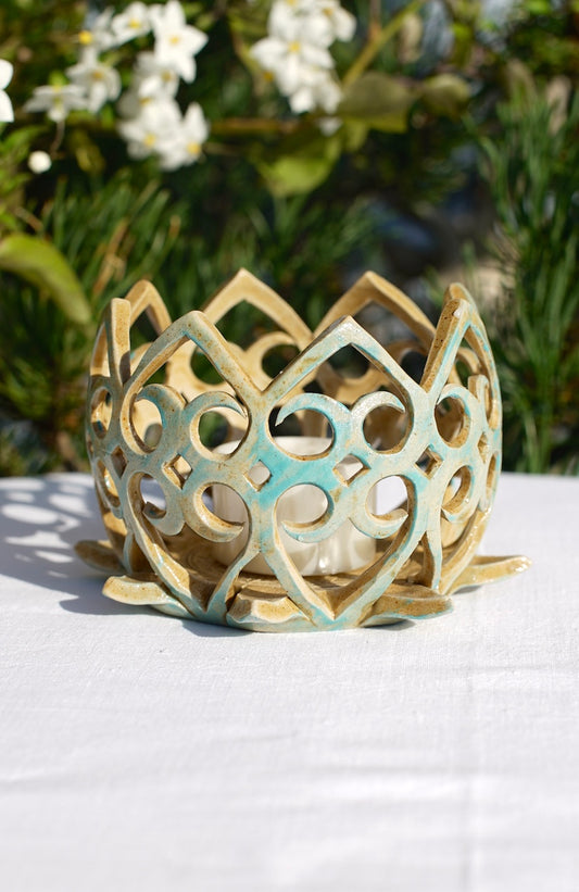 Lotus- Teelichthalter jade