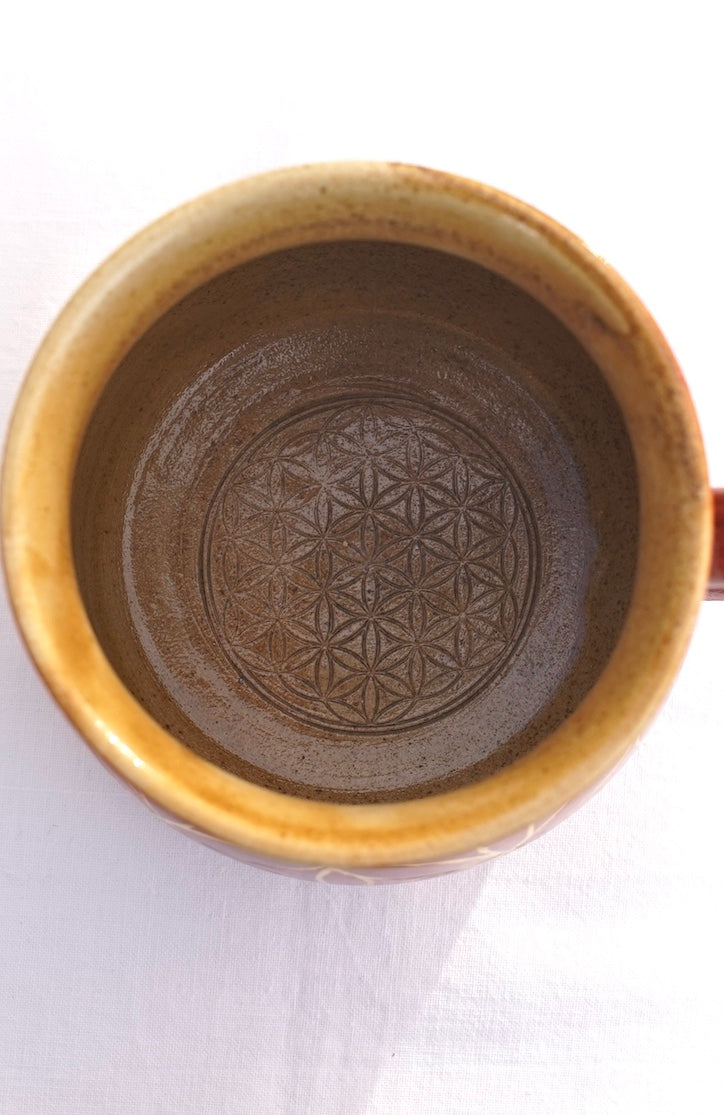 Tasse zimt Blume des Lebens Echtgold