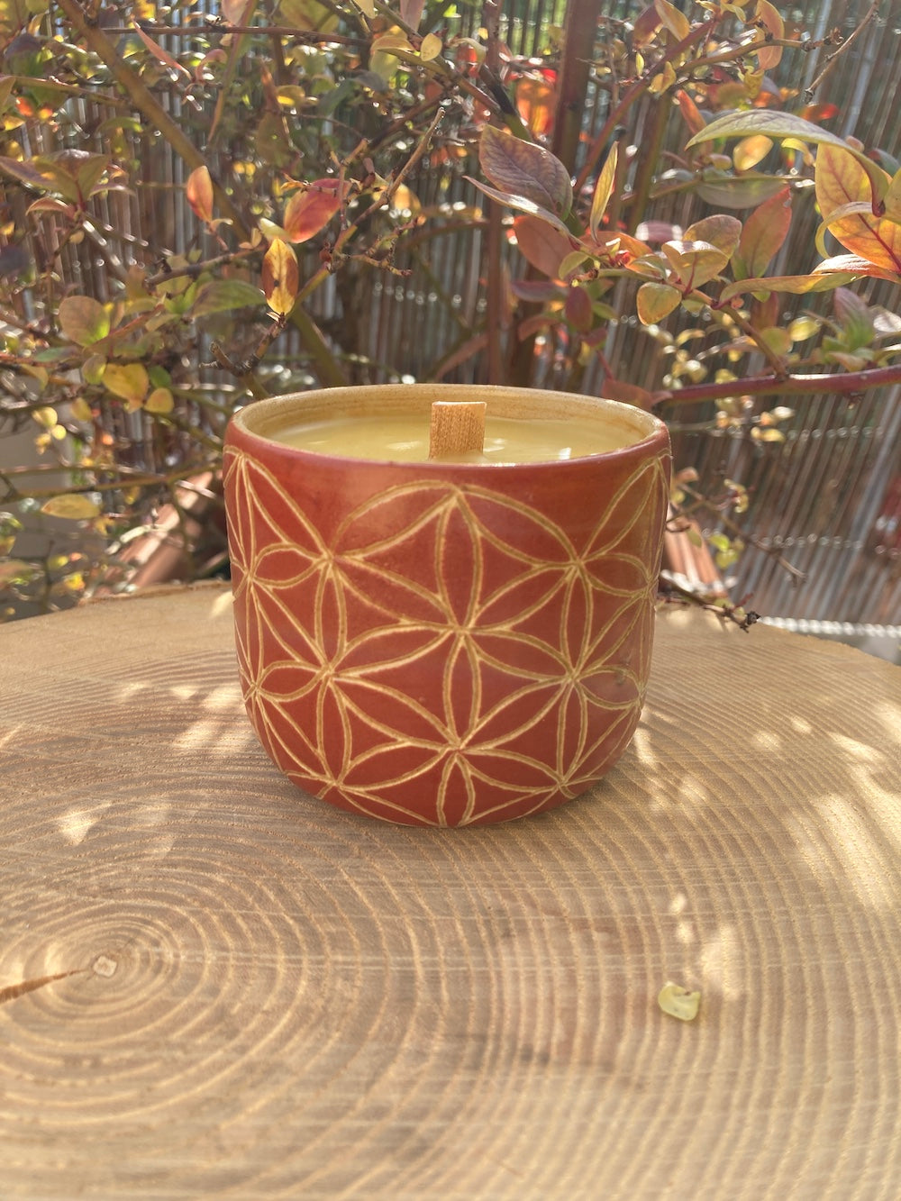 Candle cinnamon colors-flower of life