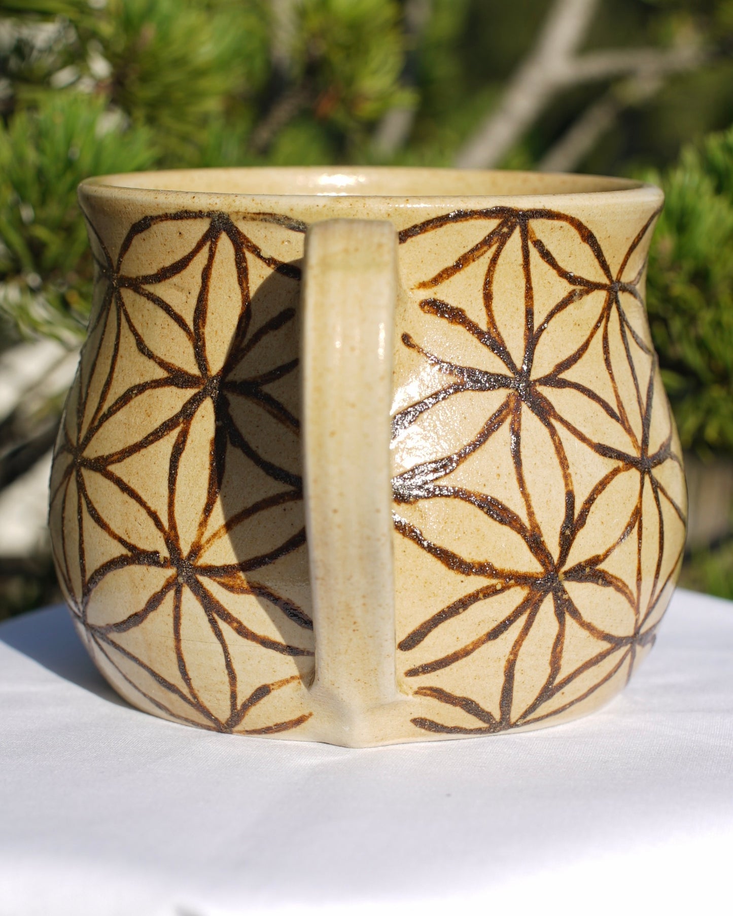 Flower of life cup made from healing clay (2)