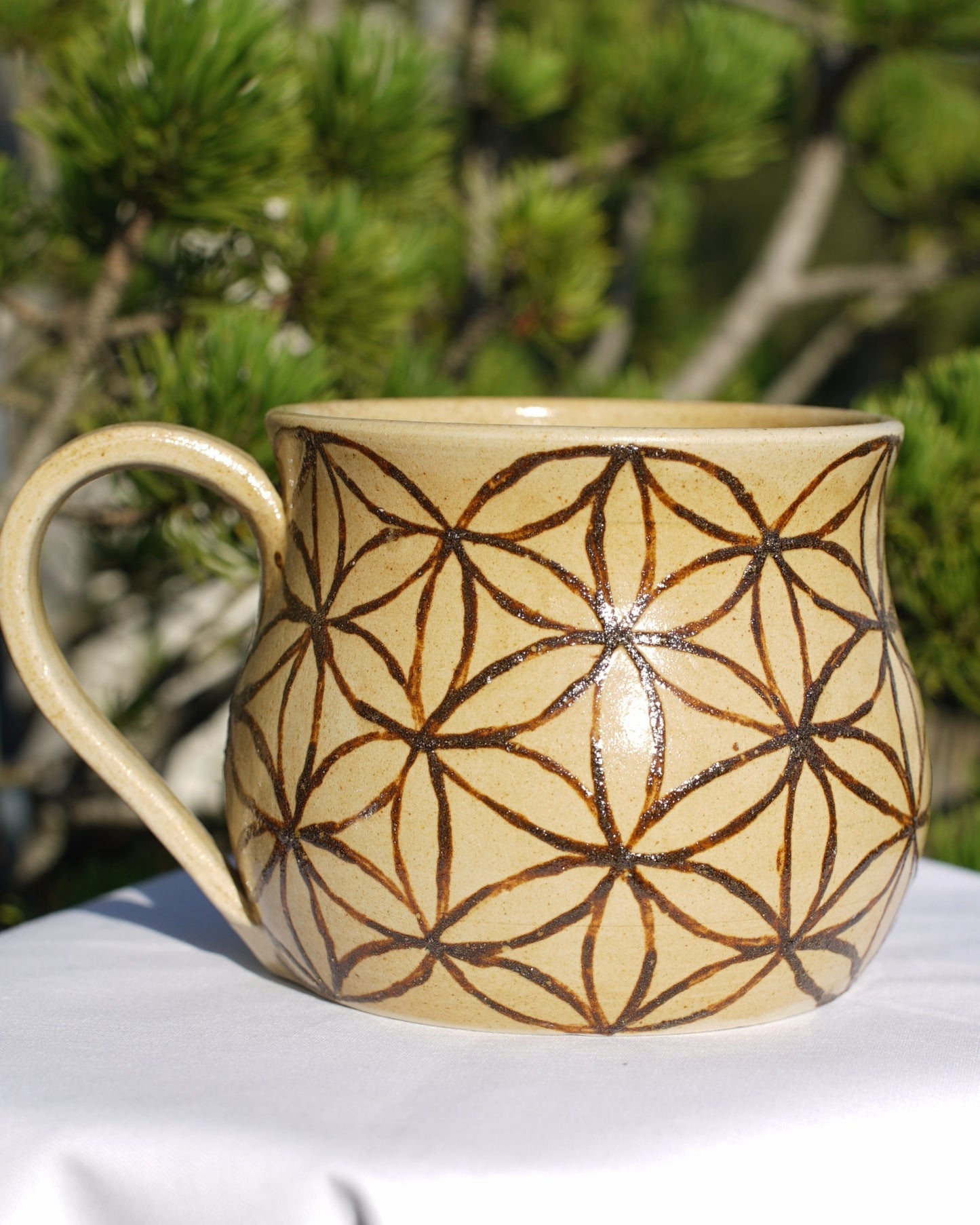 Flower of life cup made from healing clay (2)