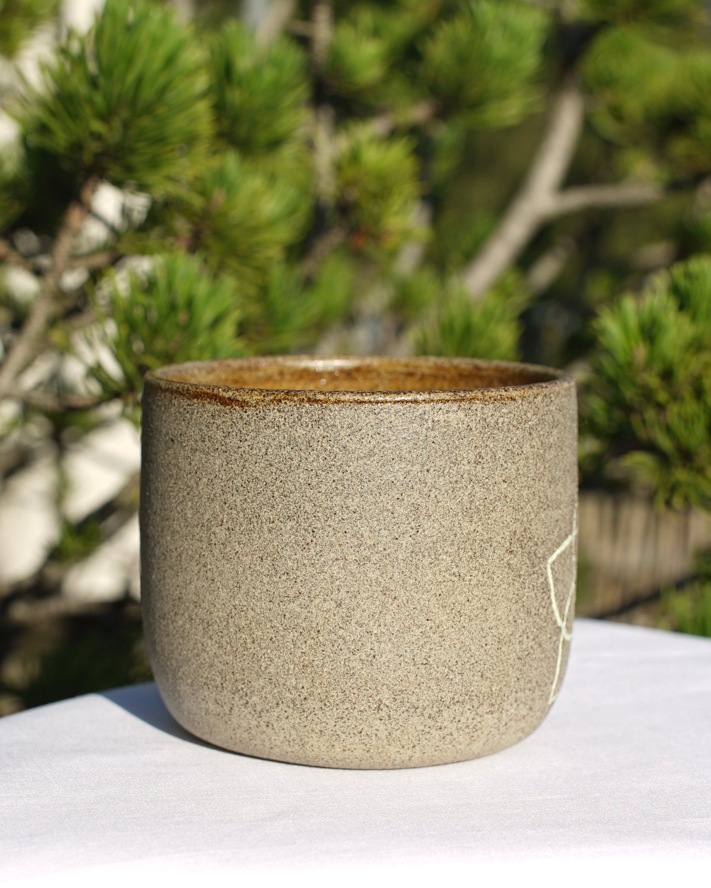 Mug gray with Venus flower light green