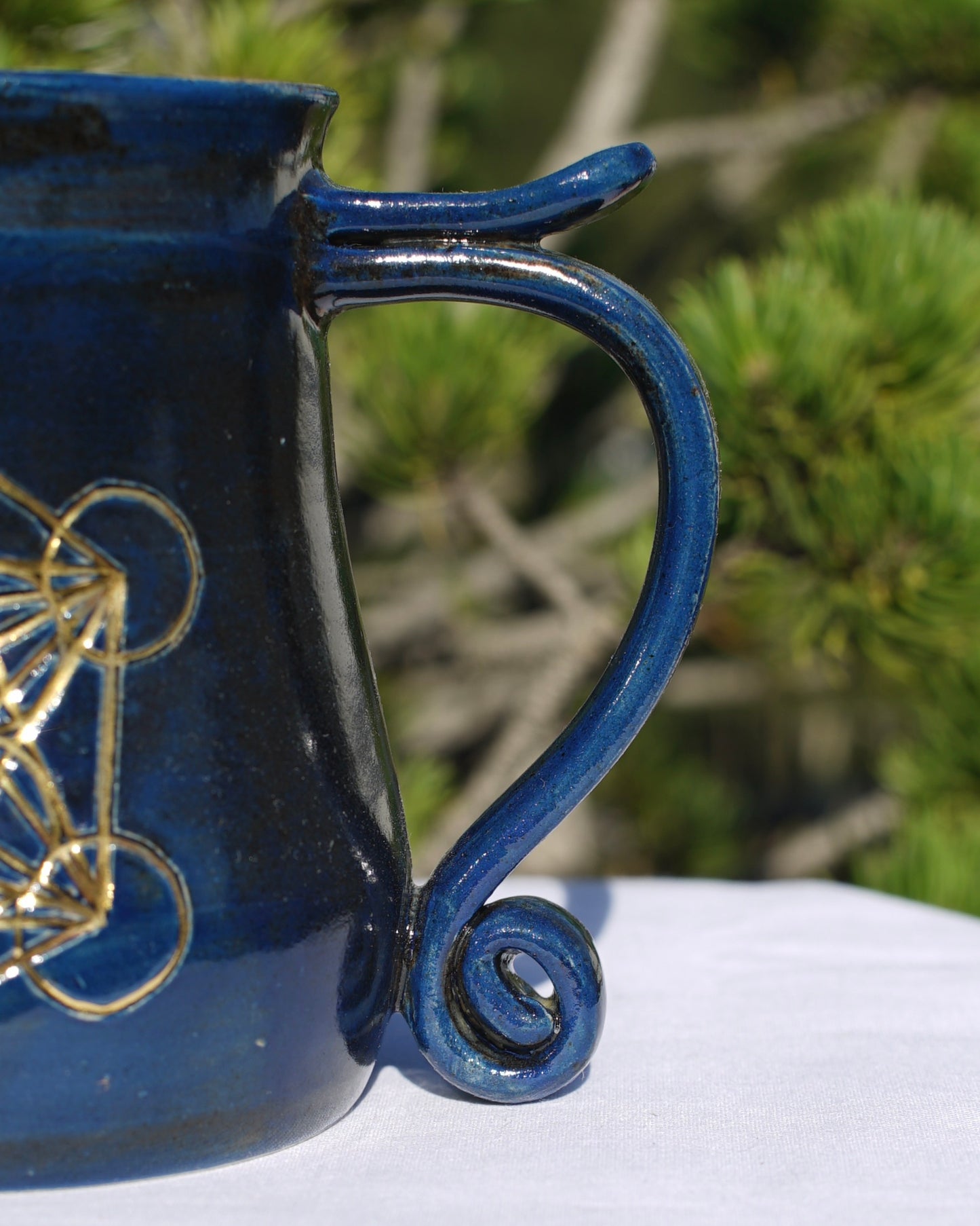 Cup (2) antique Metatrons cube real gold 24kt