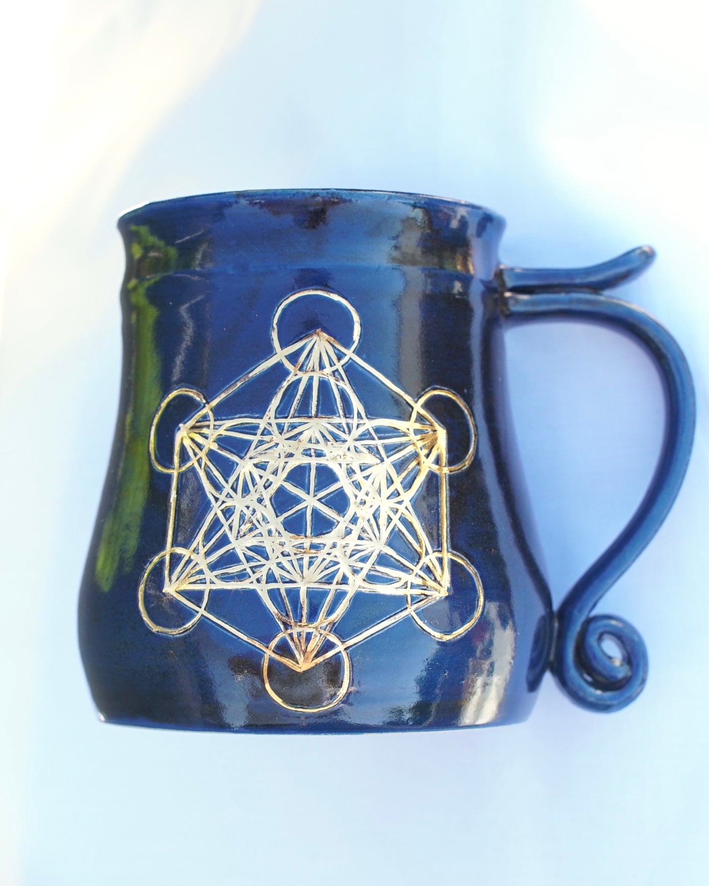 Cup (2) antique Metatrons cube real gold 24kt