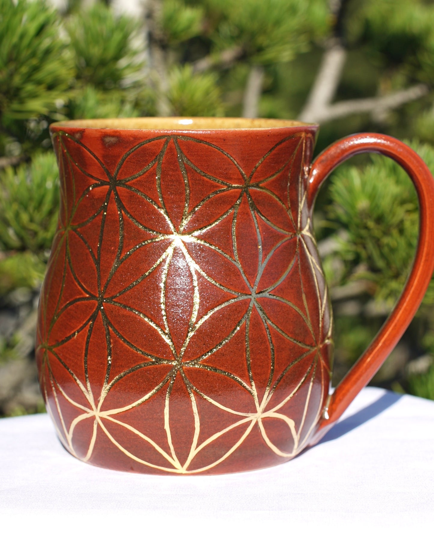 Tasse zimt Blume des Lebens Echtgold