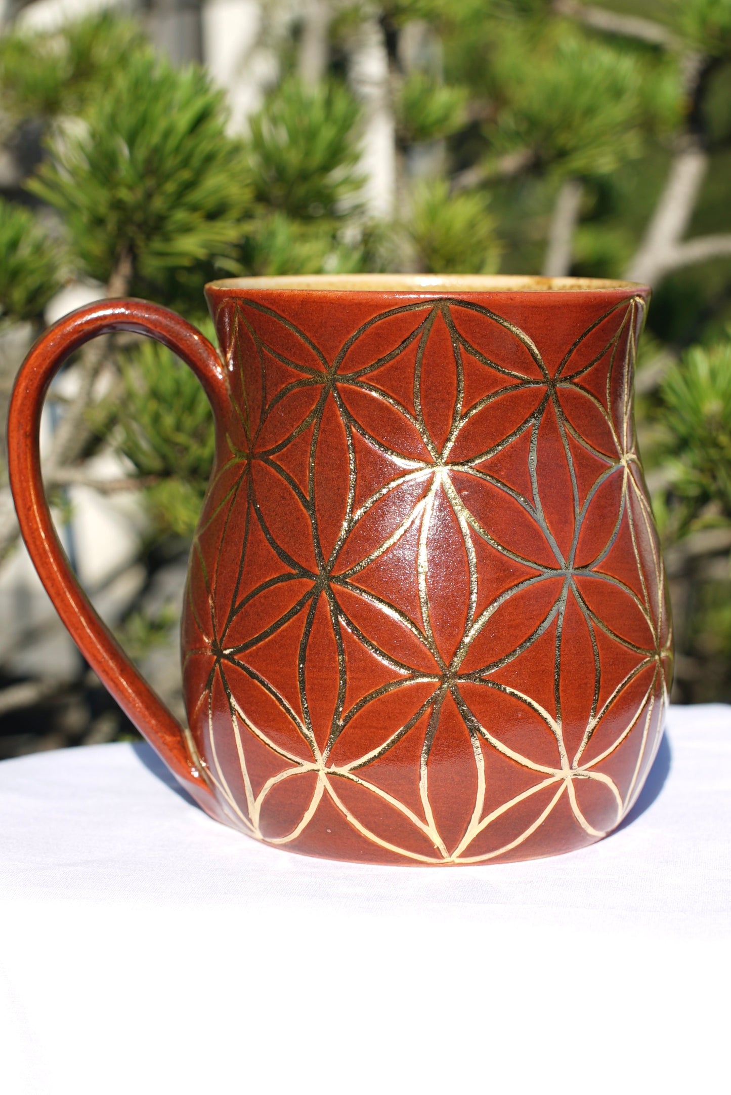 Tasse zimt Blume des Lebens Echtgold