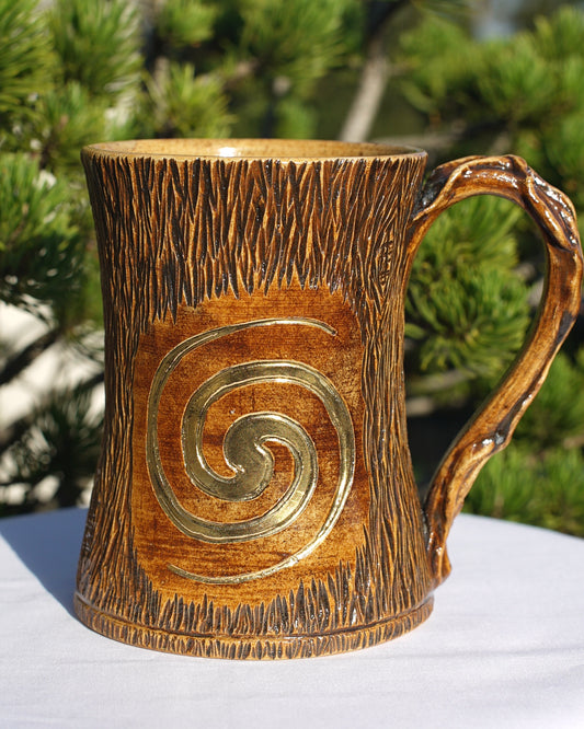 Tasse Baumoptik Spirale Echtgold