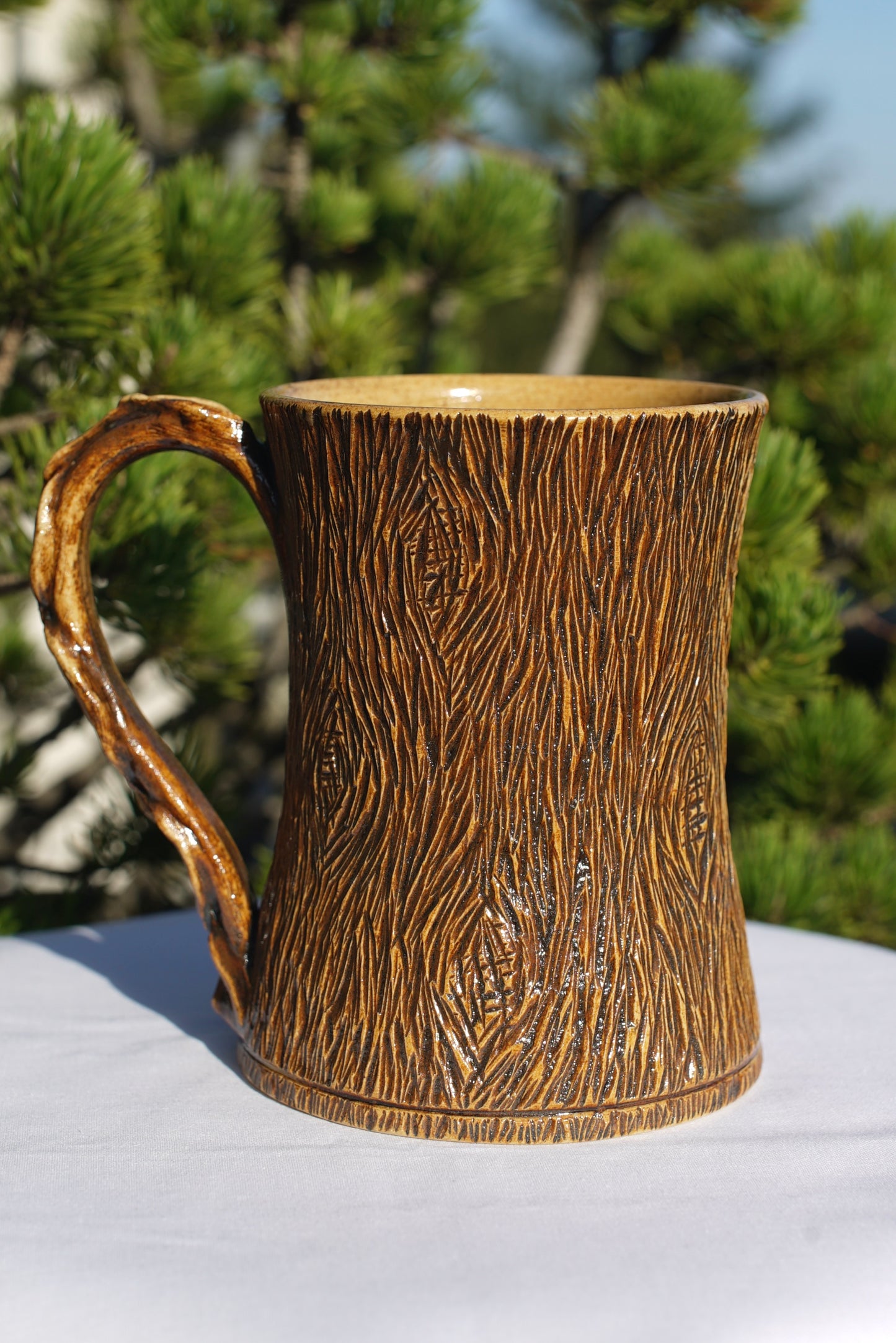 Tree-look spiral mug real gold