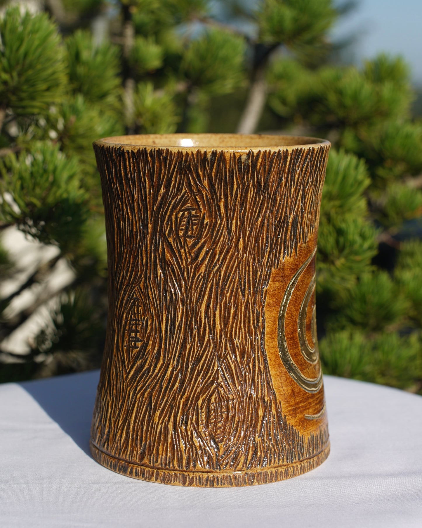 Tree-look spiral mug real gold