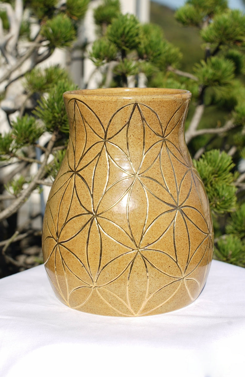Vase Blume des Lebens 24 Karat Gold