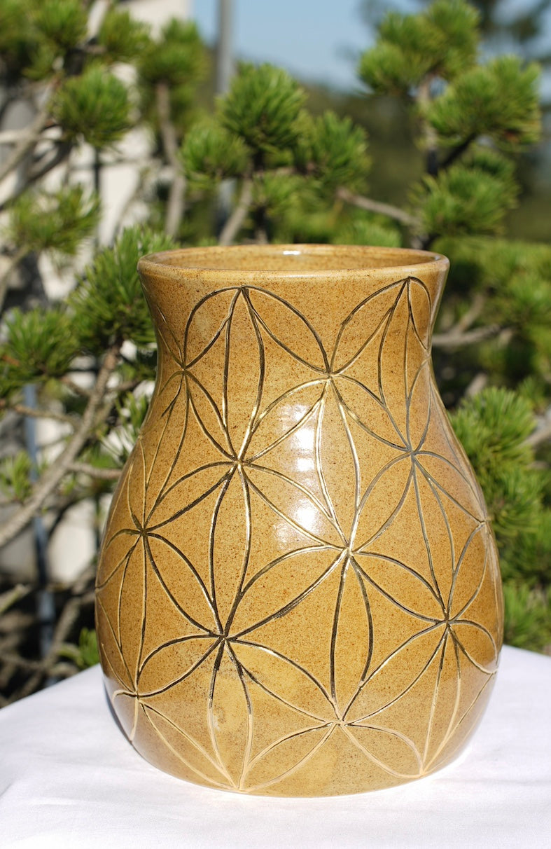 Vase Blume des Lebens 24 Karat Gold