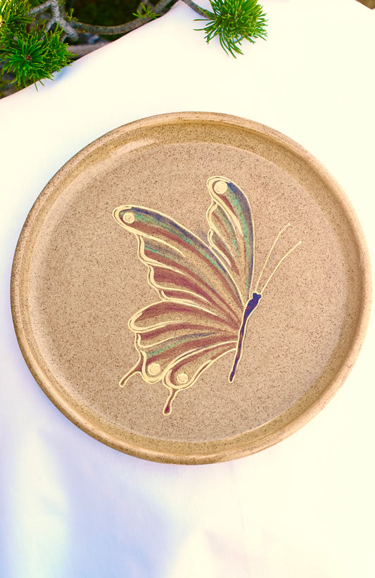 Teller mit Schmetterling 24 Karat Gold