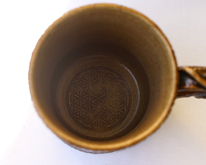 Tasse à l'aspect d'arbre Metatrons Cube or véritable