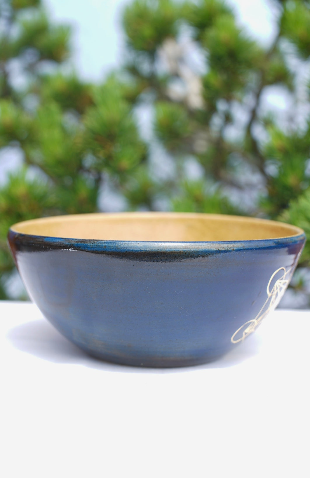 Müslischale blau Metatrons Würfel in 24 Karat Gold