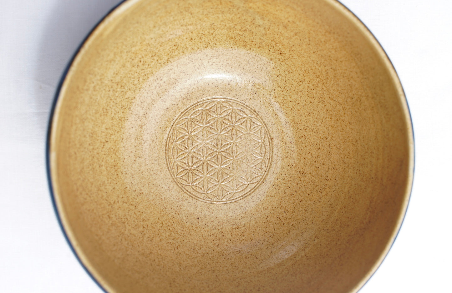 Müslischale blau Metatrons Würfel in 24 Karat Gold