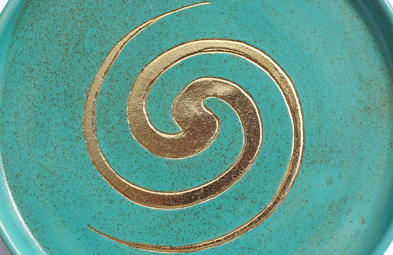 Frühstücksset jade Spirale 24 Karat Gold