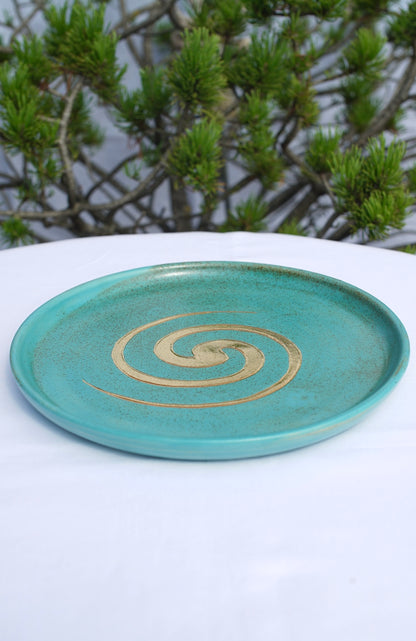 Frühstücksset jade Spirale 24 Karat Gold