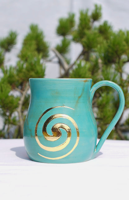 Frühstücksset jade Spirale 24 Karat Gold