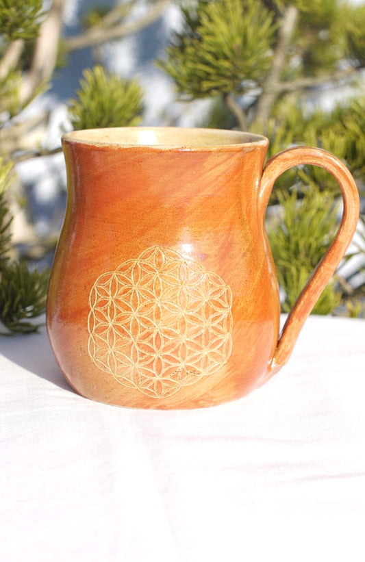 Tasse Blume des Lebens zimt