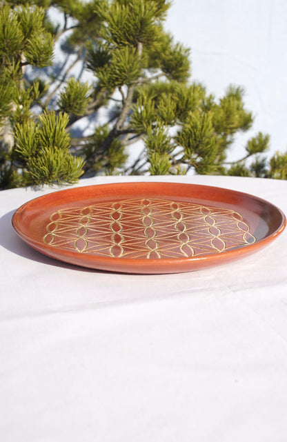 Assiette Cannelle avec Fleur de vie or 24 carats