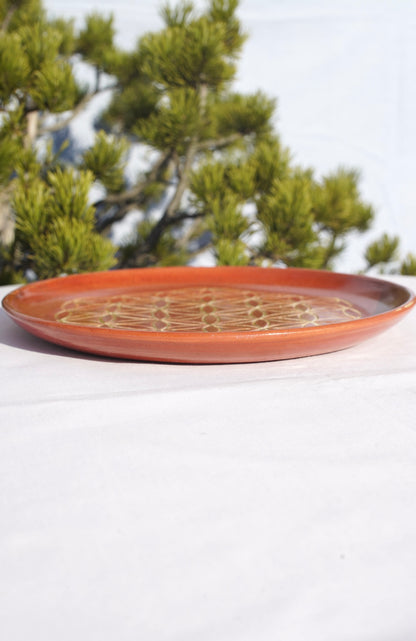 Assiette Cannelle avec Fleur de vie or 24 carats