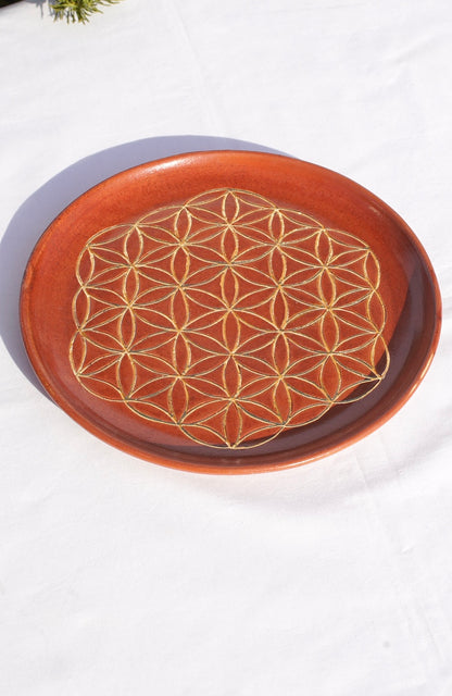 Assiette Cannelle avec Fleur de vie or 24 carats