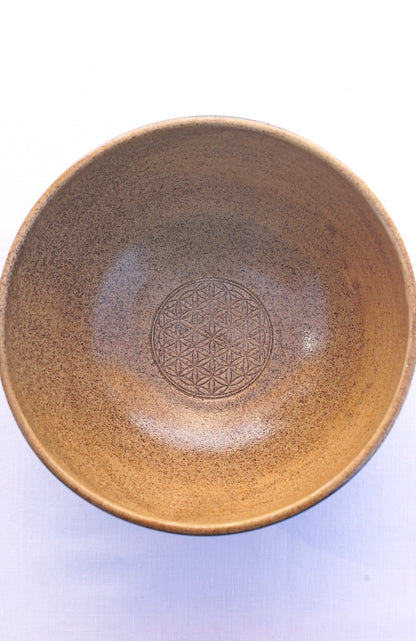 Müslischale blau Metatrons Würfel in 24 Karat Gold