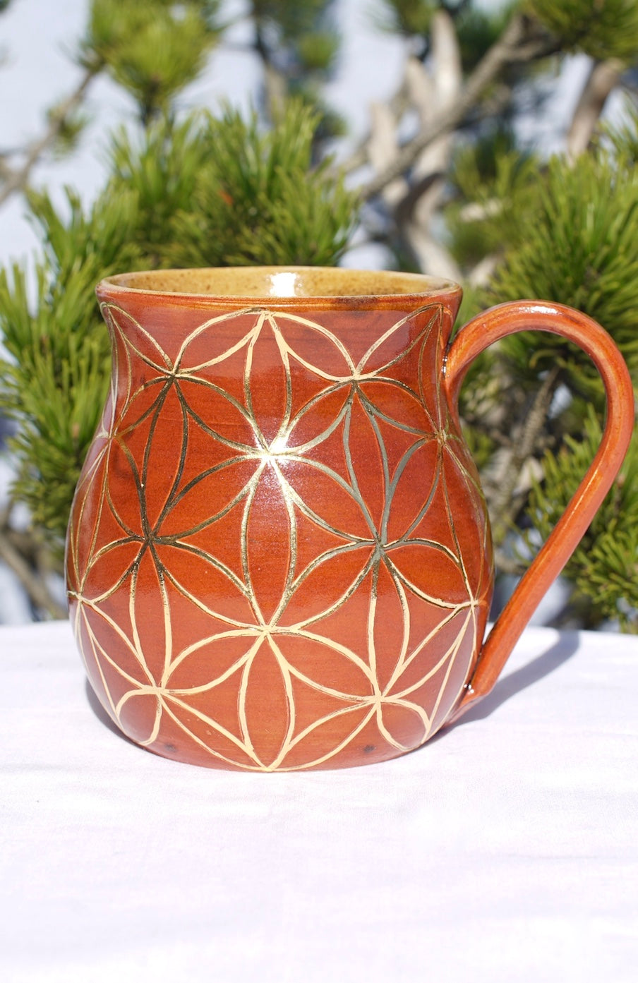 Tasse zimt Blume des Lebens Echtgold