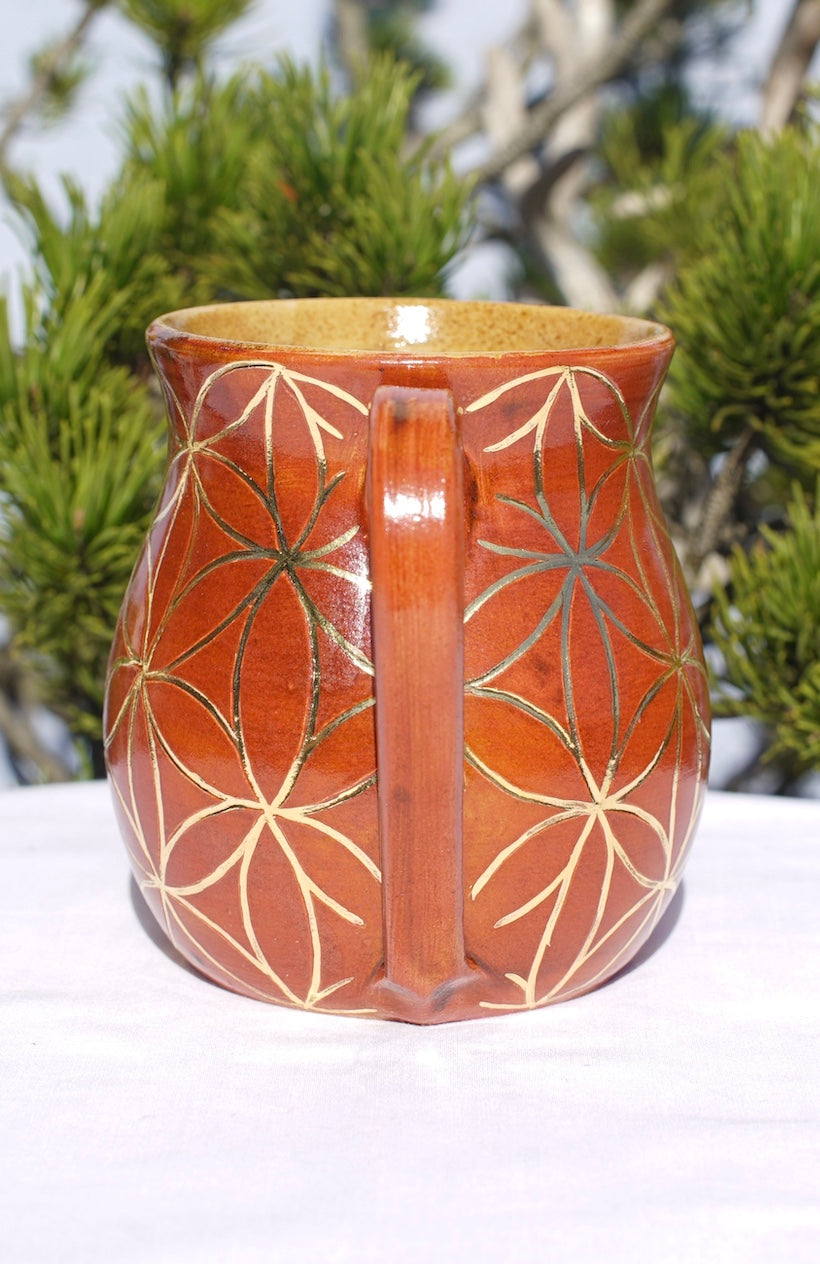 Tasse zimt Blume des Lebens Echtgold