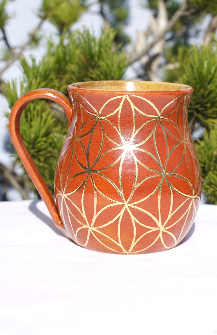 Tasse zimt Blume des Lebens Echtgold