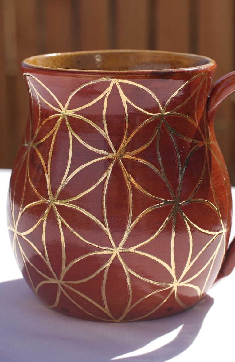 Tasse zimt Blume des Lebens Echtgold