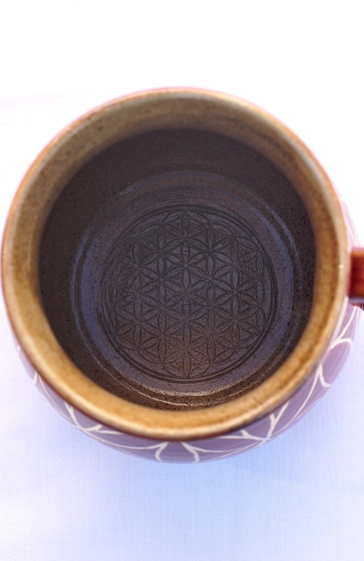 Tasse zimt Blume des Lebens Echtgold
