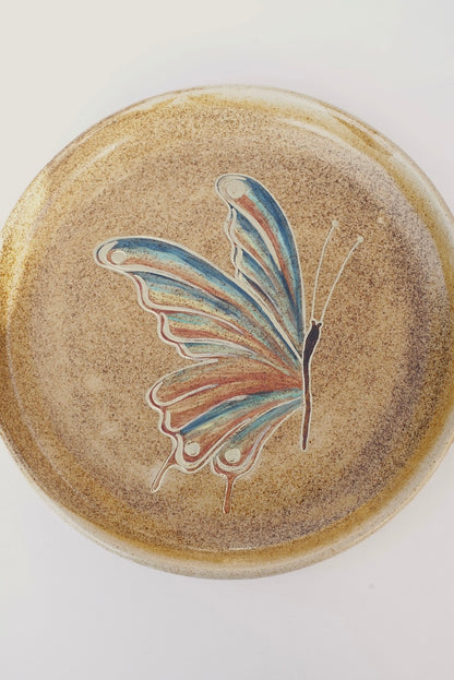Assiette avec papillon or 24 carats