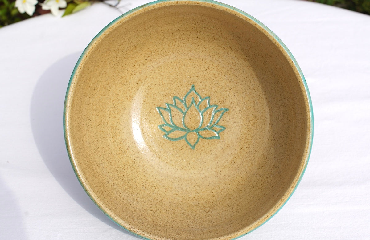 Bol à céréales -Jade avec Fleur de vie et Lotus