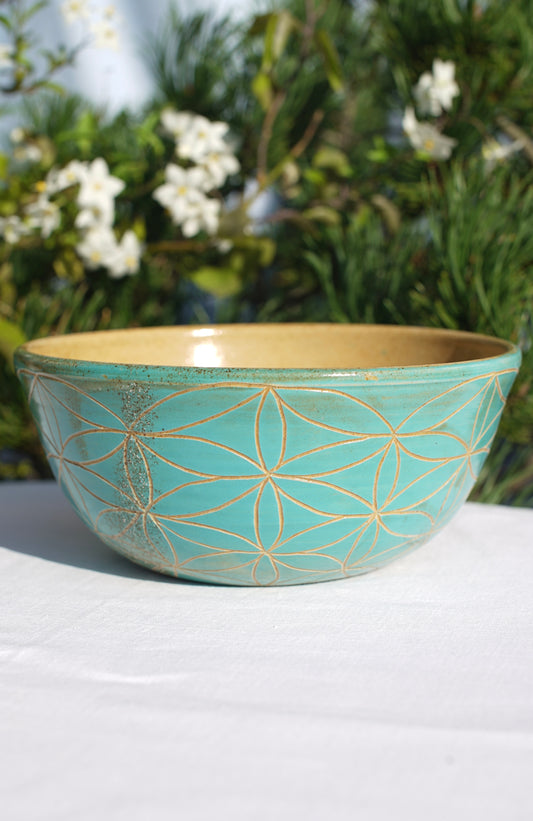 Müslischale -Jade mit Blume des Lebens und Lotus