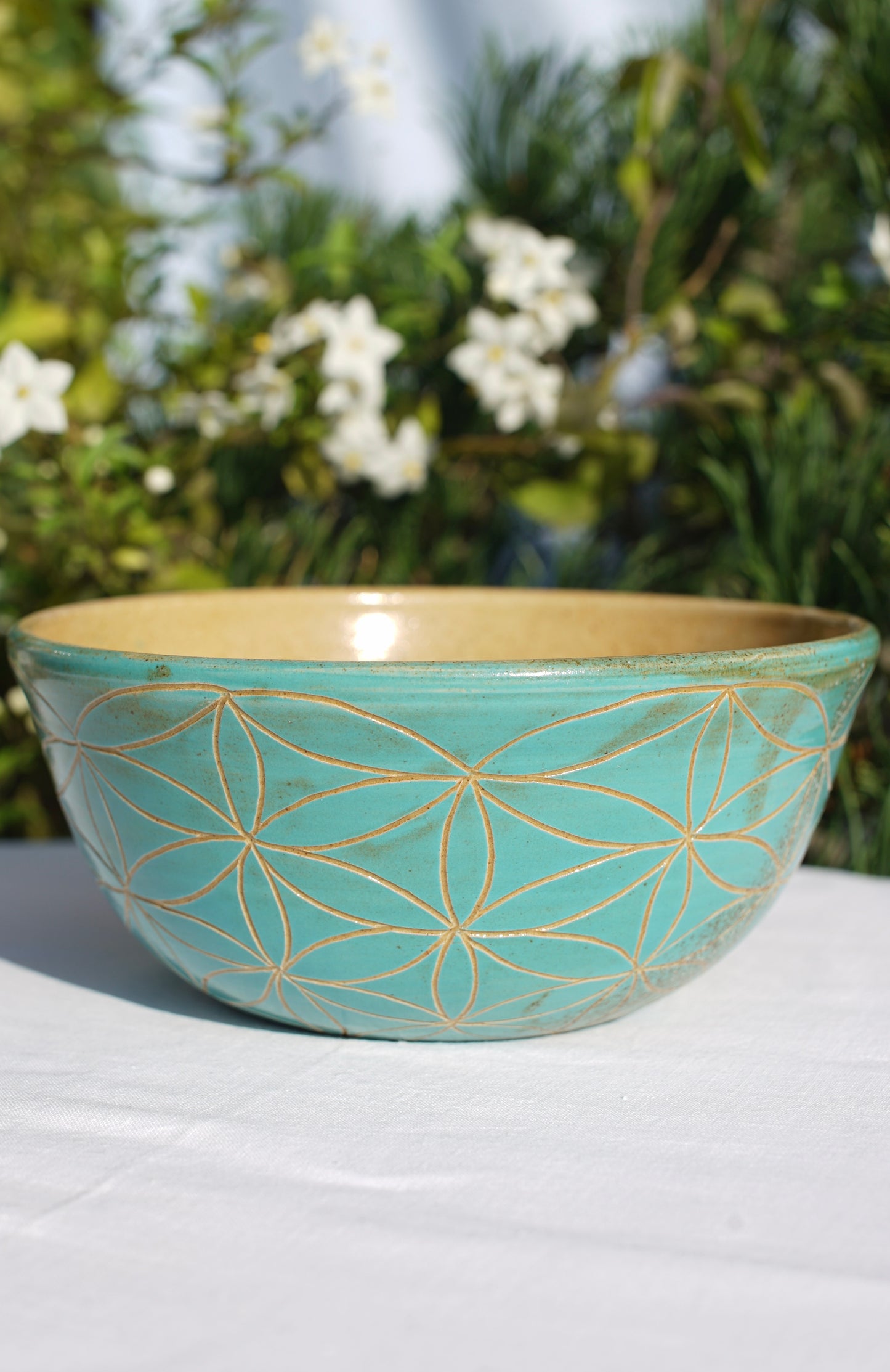 Bol à céréales -Jade avec Fleur de vie et Lotus