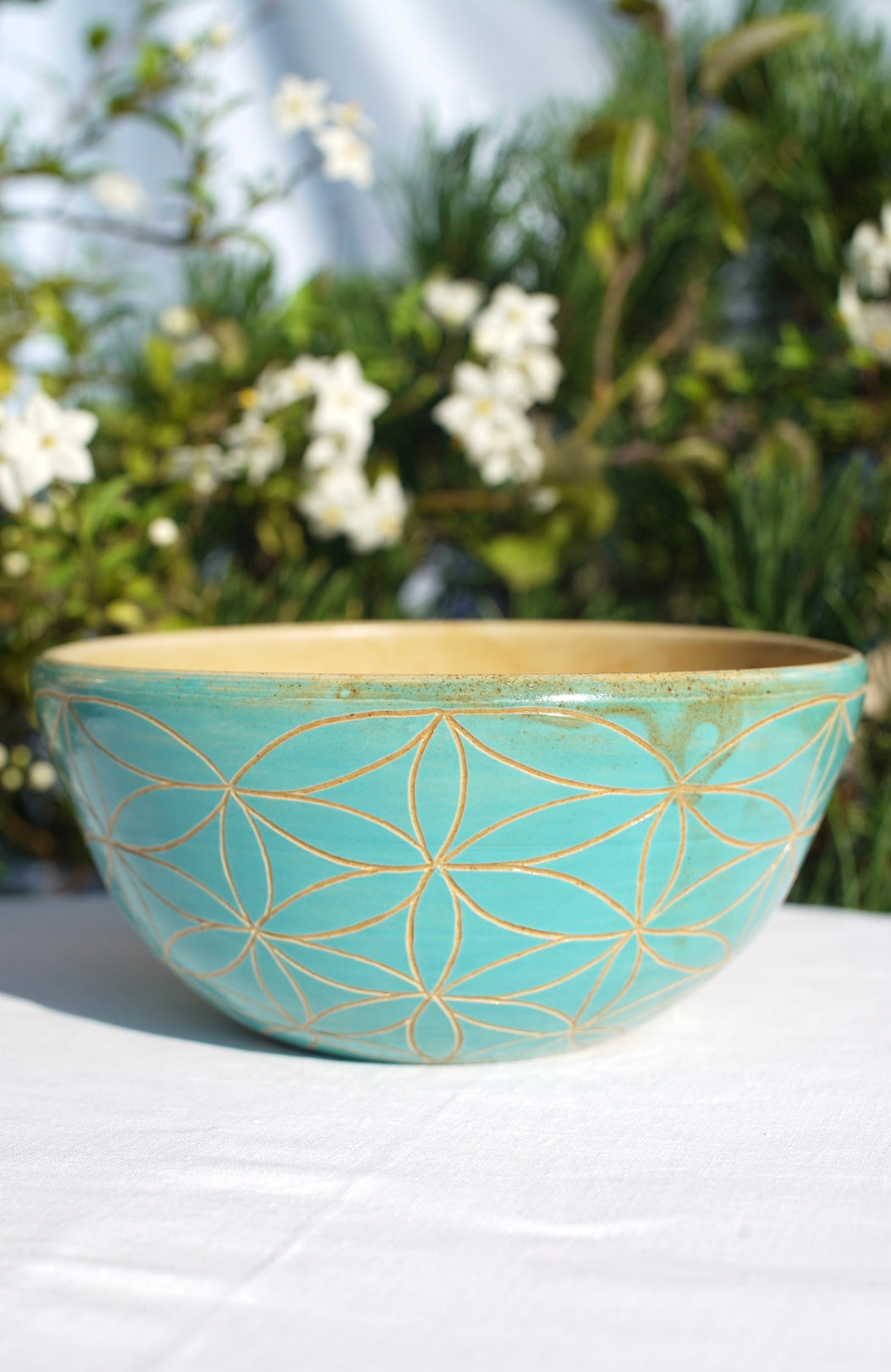 Müslischale -Jade mit Blume des Lebens