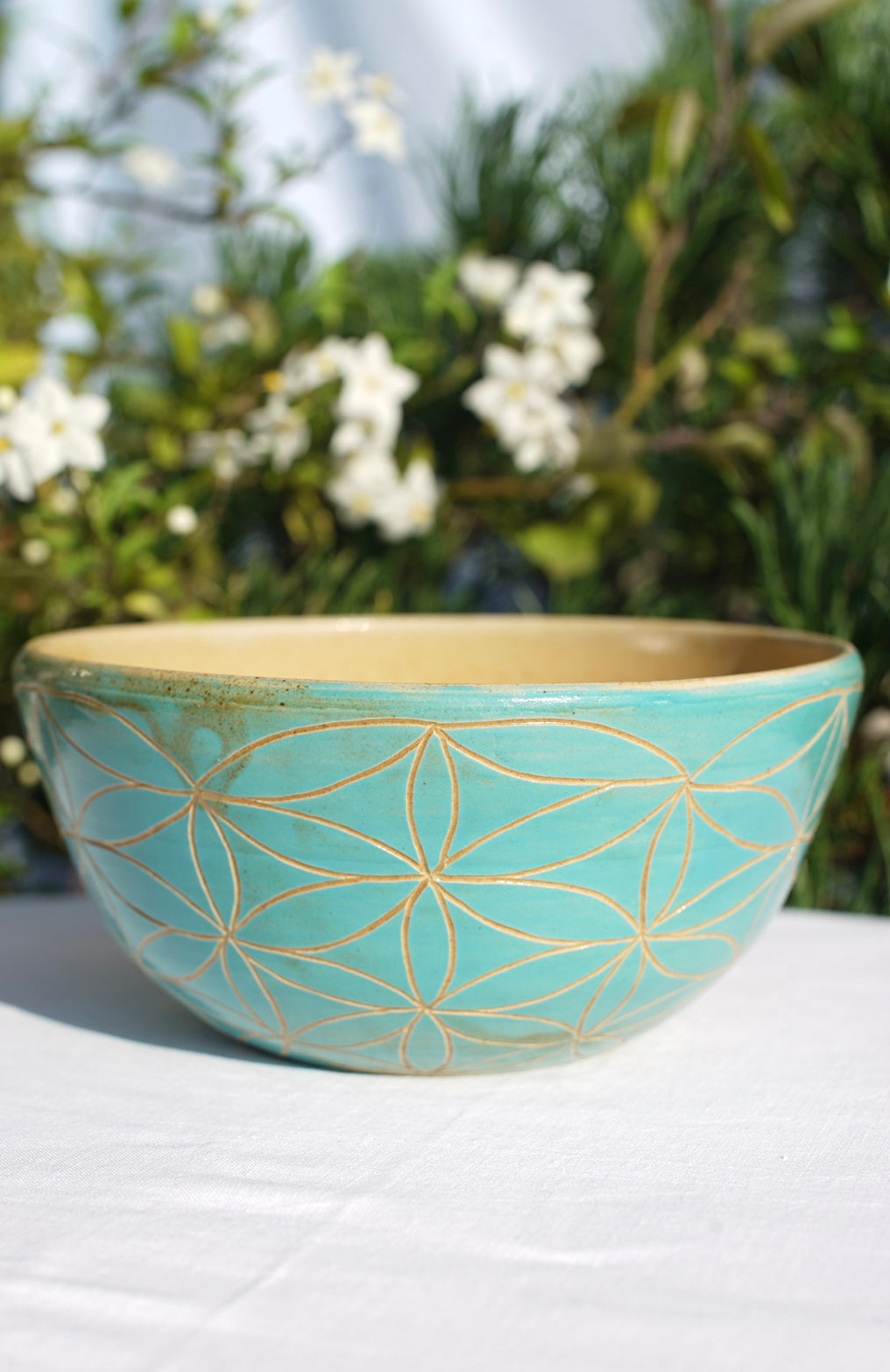 Müslischale -Jade mit Blume des Lebens