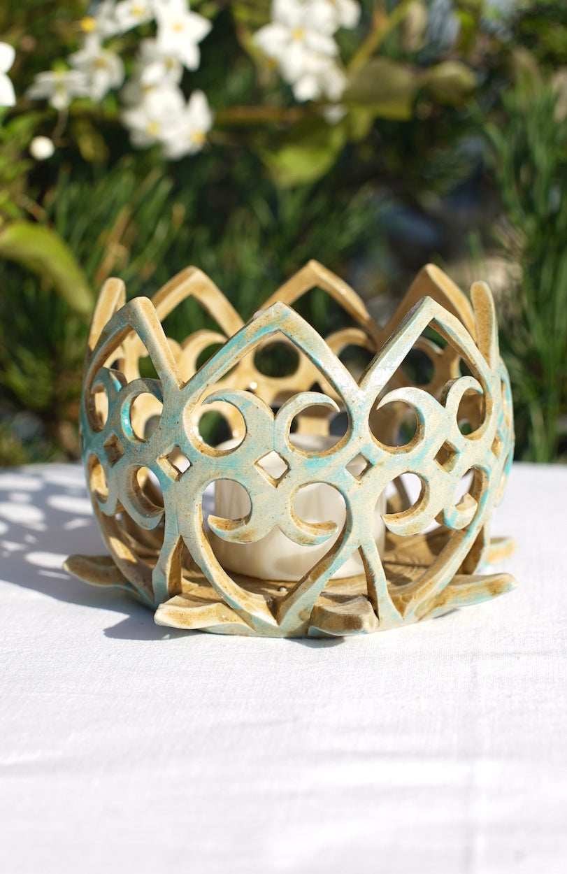 Lotus- Teelichthalter jade