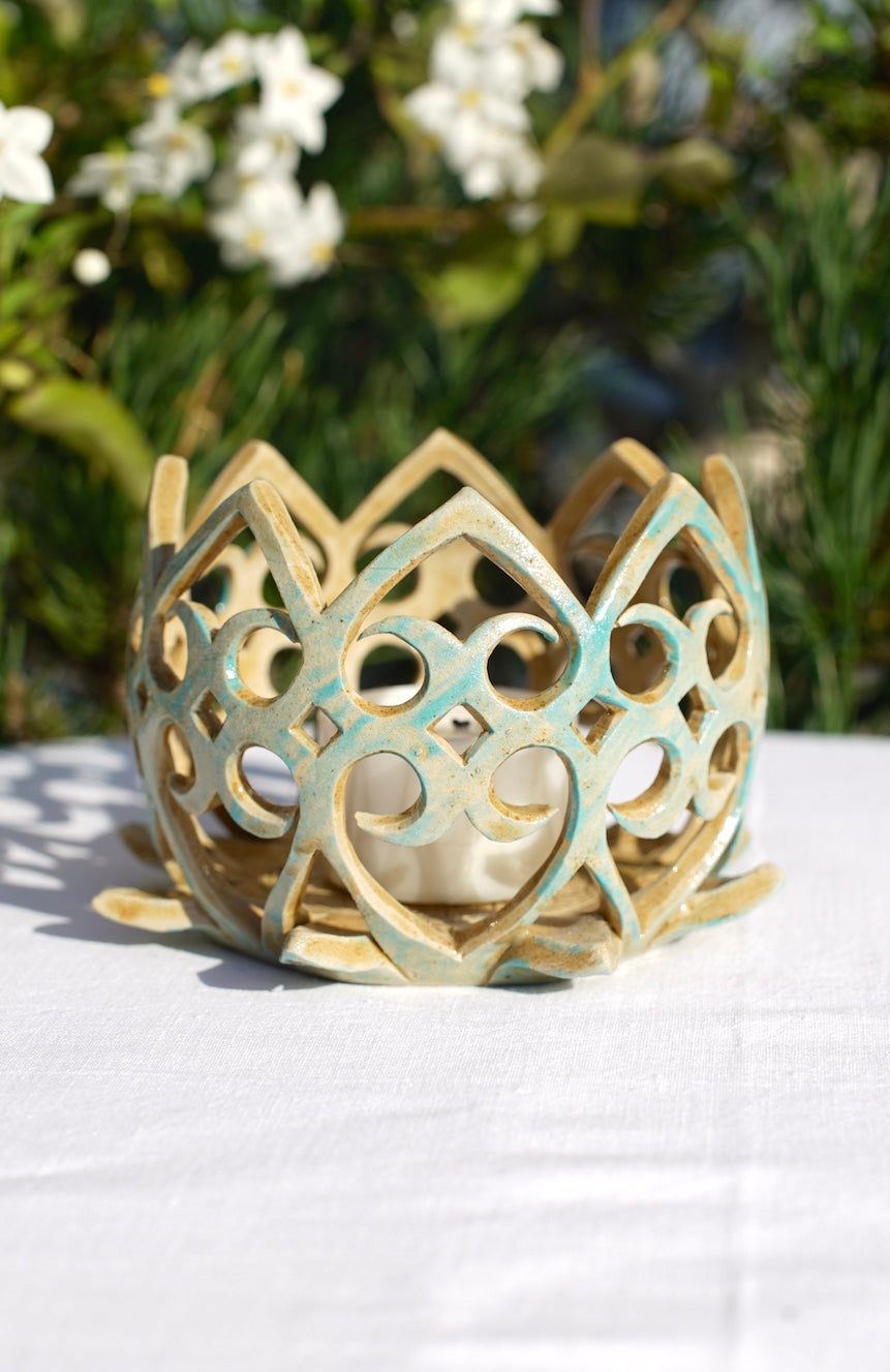 Lotus- Teelichthalter jade