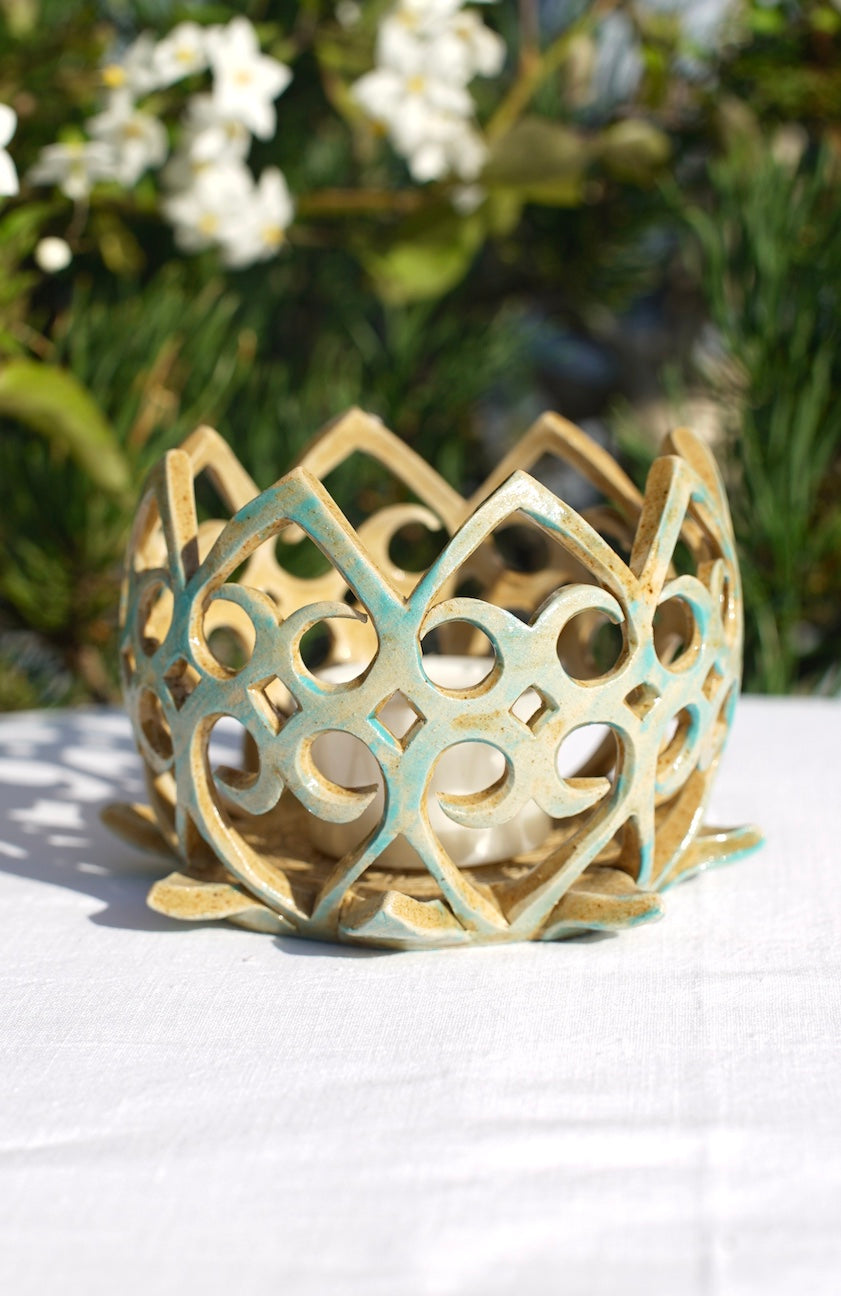 Lotus- Teelichthalter jade