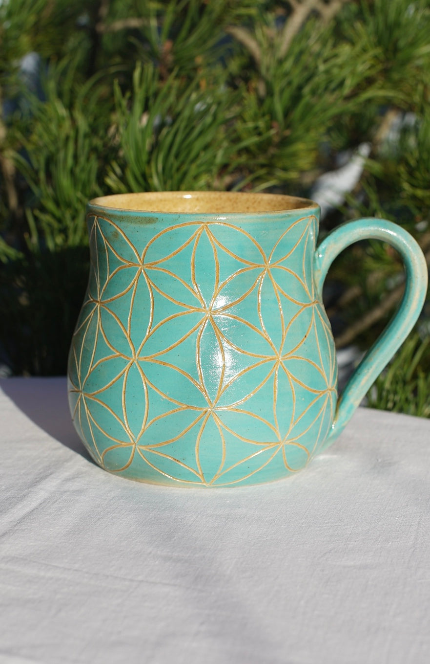 Tasse jade Blume des Lebens